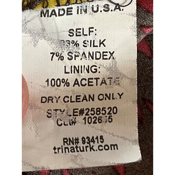 Trina Turk Abstract Floral Red Patterned Silk Blend Midi‎ Twirl Circle Skirt 6 - Picture 7 of 9